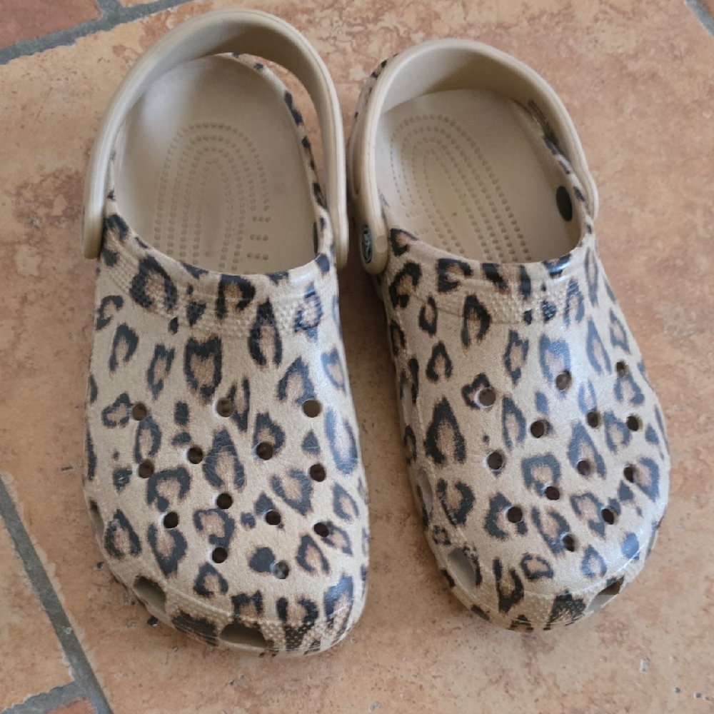 CROCS Leopard Print Slippers for Women